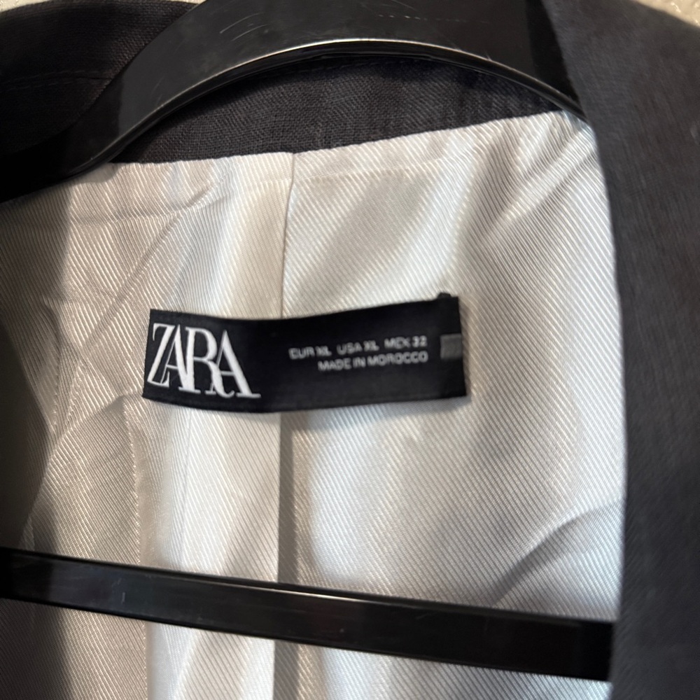 Zara Charcoal‎ Gray Linen Blazer Sz XL 7979/500 - Picture 2 of 9